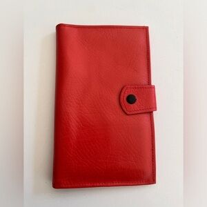 VINTAGE Ambassador Design Orange Cowhide Leather Wallet Made Brazil Slim Chic